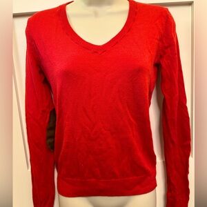 BP Nordstrom, M, faux suede elbow patches on bright red sweater -so soft!